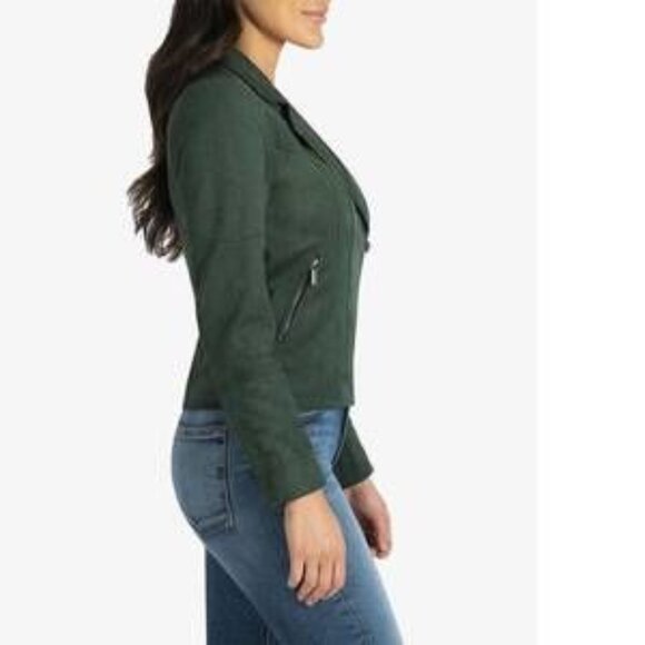 Kut from the Kloth Emerald/Hunter Green Moto Style Suede Jacket - Size M - Picture 3 of 6